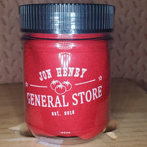 jar featuring a red canvas bag saying jon henry general store