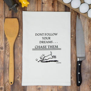 Green Bee Tea Towels - Don't Follow Your Dreams, Chase Them Tea Towel