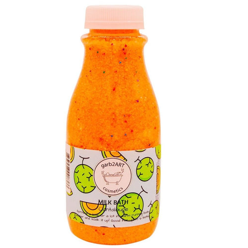 orange bottle of milk bath