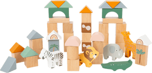 Hauck Toys - Small Foot Pastel Building Blocks Safari Theme 50 Piece Playset