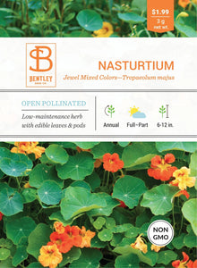 Bentley Seed Co. - Nasturtium-Jewel Mixed Colors-Tropaeolum Majus