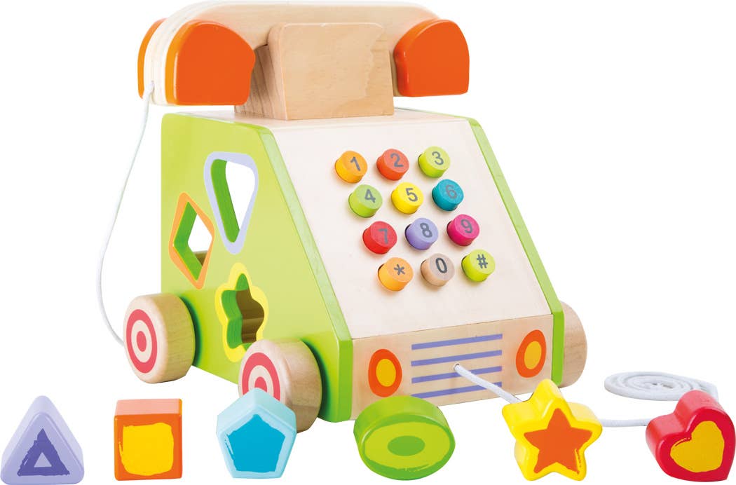 Hauck Toys - Small Foot Wooden Toys Telephone Shape Sorter Designed for  Children Ages 12+ Months