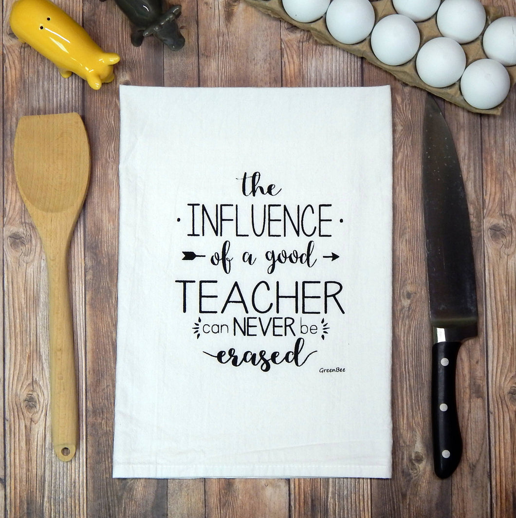 Green Bee Tea Towels - Influence of a Good Teacher is Never Erased
