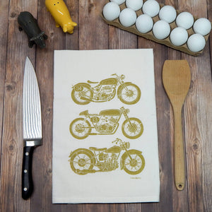 Green Bee Tea Towels - Motorcycle Flour Sack Tea Towel