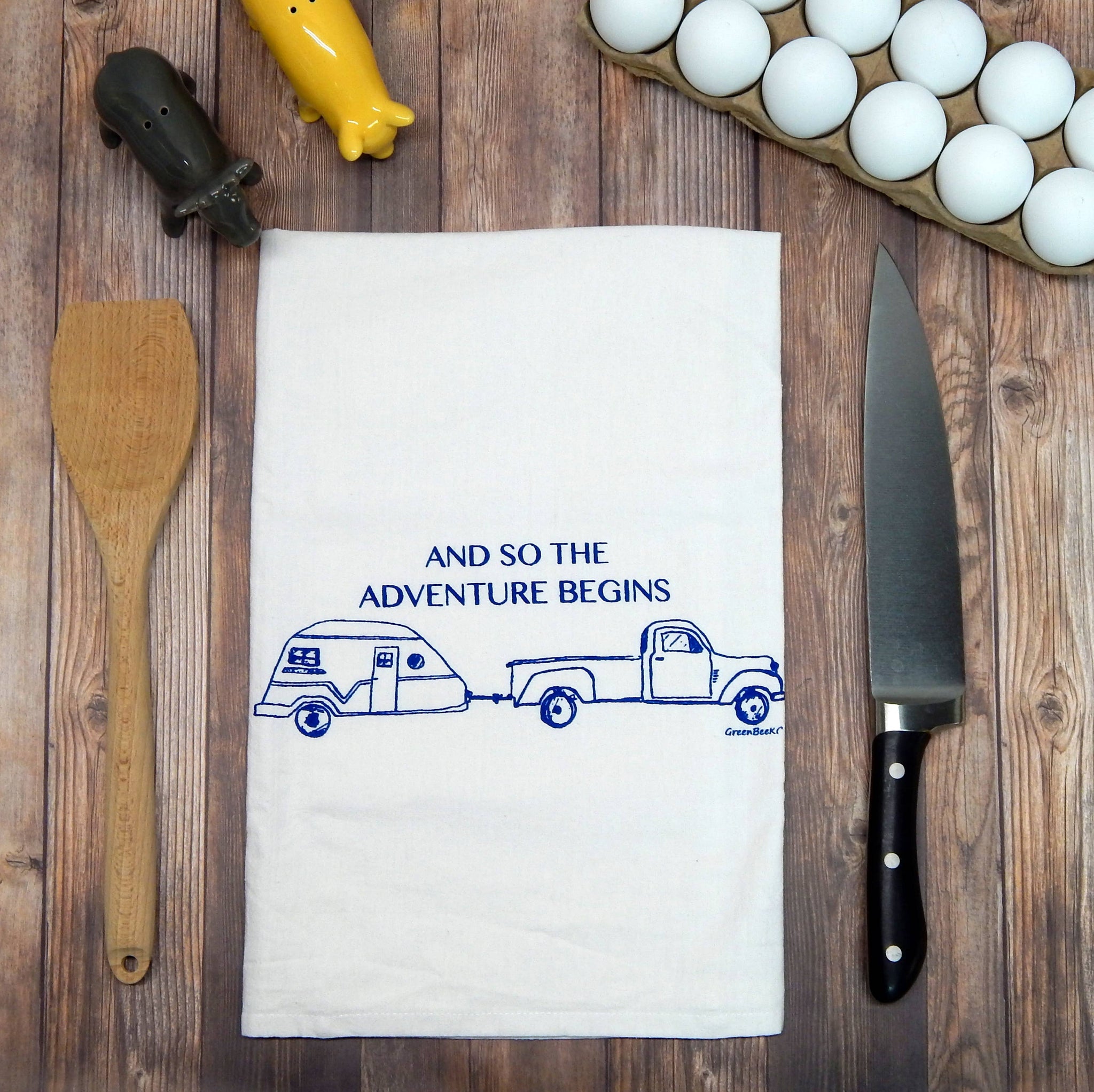 Green Bee Flour Sack Tea Towel