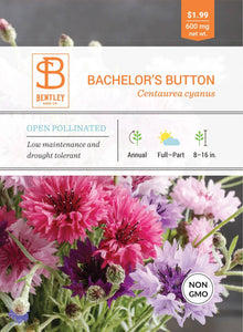 Bentley Seed Co. - Bachelor's Button-Mixed-Centaurea Cyanus