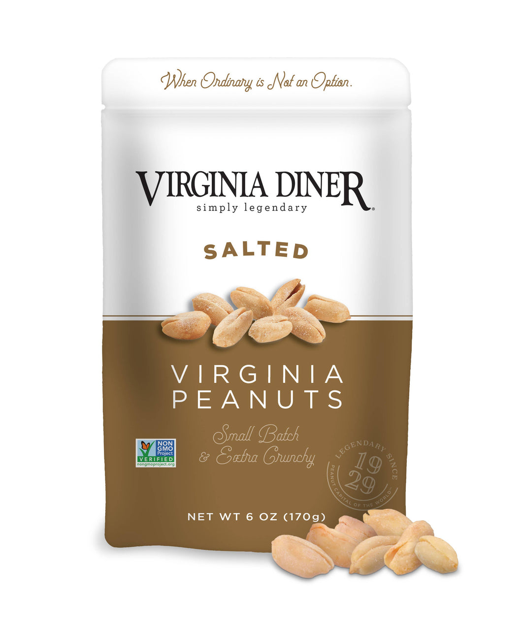 Virginia Diner, Inc. - Salted Virginia Peanuts- 6 Oz. Stand-Up Pouch