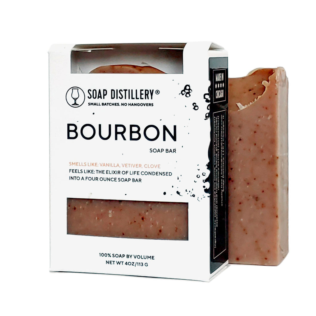 a dark orange red bar of soap that is suppose to smell like bourbon