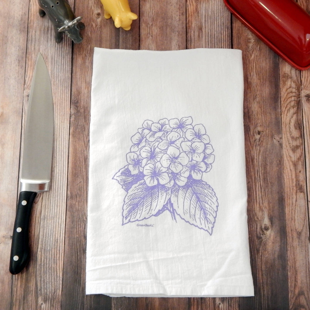 Green Bee Tea Towels - Hydrangea Flower Flour Sack Tea Towel