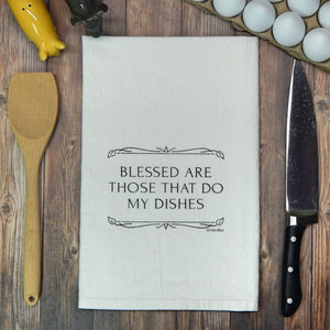 Green Bee Tea Towels - Blessed are those that do my dishes Tea Towel