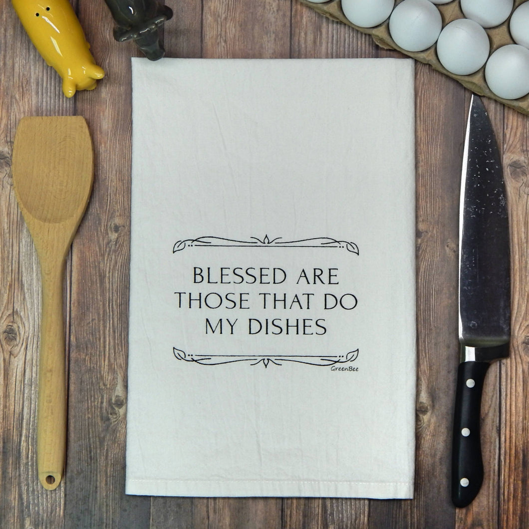 Green Bee Tea Towels - Blessed are those that do my dishes Tea Towel