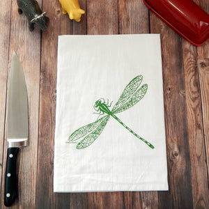 Green Bee Tea Towels - Dragonfly Flour Sack Tea Towel