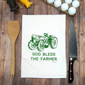 Green Bee Tea Towels - God Bless the Farmer Flour Sack Tea Towel