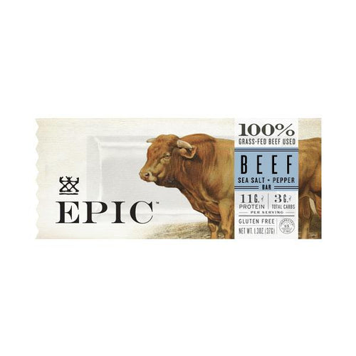 image of a orange brown bull with BEEF Sea Salt and Pepper overlays along with EPIC logo
