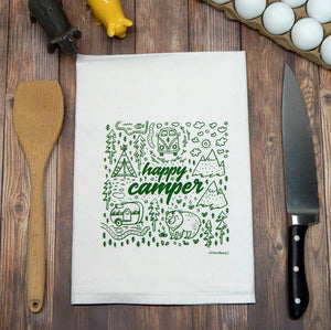 Green Bee Tea Towels - Happy Camper Flour Sack Tea Towel