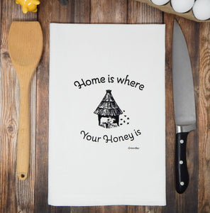 Green Bee Tea Towels - Home is Where Your Honey Is Tea Towel