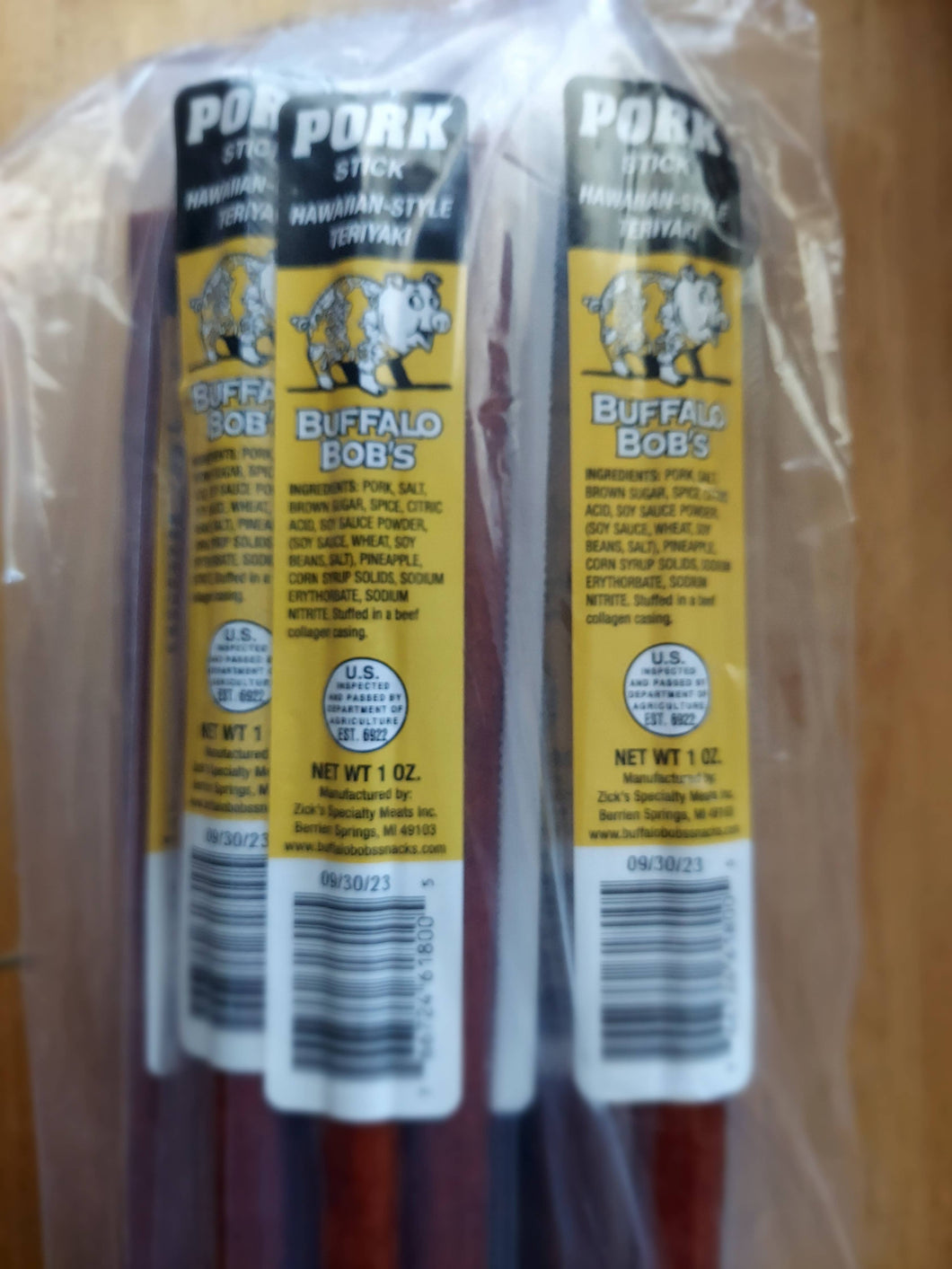 K & G Bulls Head Jerky LLC - Hawaiian Style Teriyaki Pork Stick 1 oz 24 Sticks Per Bag