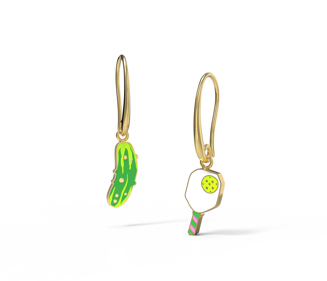 Yellow Owl Workshop - Pickleball Earrings - 18k Gold Gilt Enamel