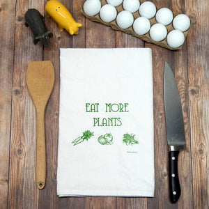 Green Bee Tea Towels - Eat More Plants Flour Sack Tea Towel