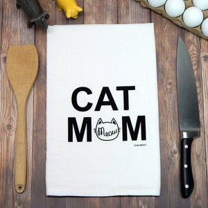 Green Bee Tea Towels - Cat Mom Meow Flour Sack Tea Towel