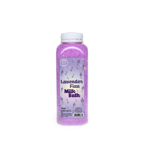 purple bottle of milk bath