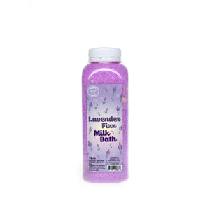 purple bottle of milk bath