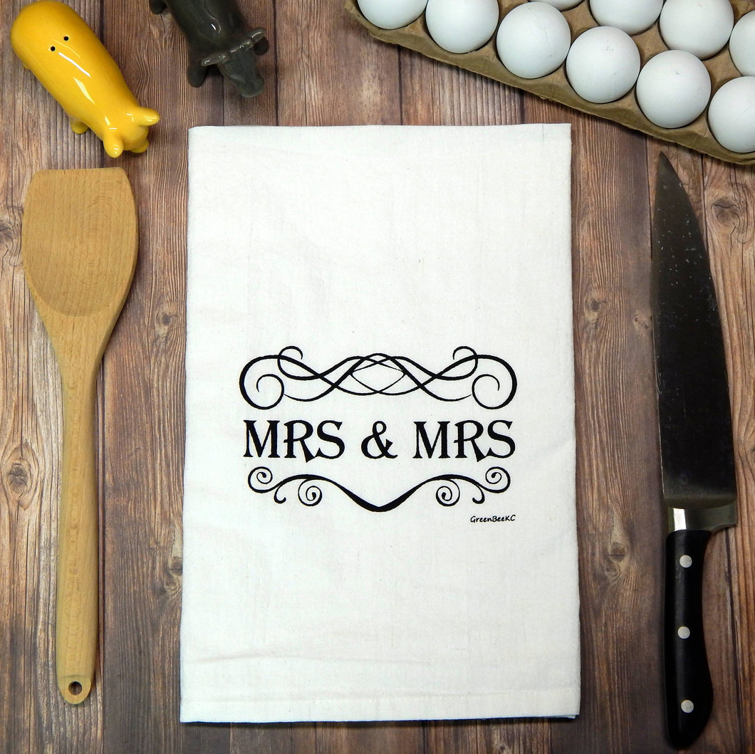 Green Bee Tea Towels - Mrs & Mrs Wedding Tea Towel