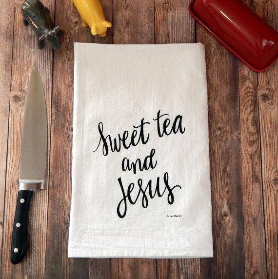 Green Bee Tea Towels - Sweet Tea and Jesus Flour Sack Tea Towel