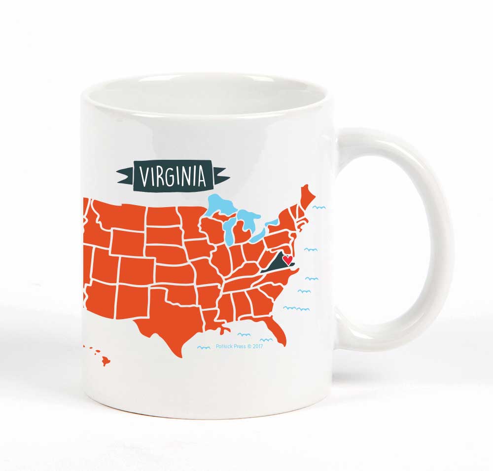 Potluck Press - Virginia Map Highlight Mug