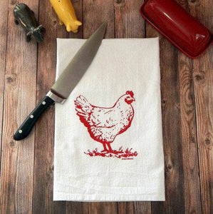 Green Bee Tea Towels - Chicken Hen Flour Sack Tea Towel