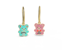 Load image into Gallery viewer, Yellow Owl Workshop - Cry Baby Psycho Teddies Earrings - 18k Gold Gilt Enamel
