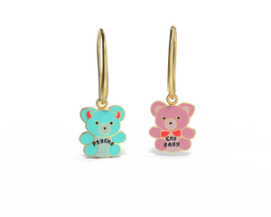 Yellow Owl Workshop - Cry Baby Psycho Teddies Earrings - 18k Gold Gilt Enamel