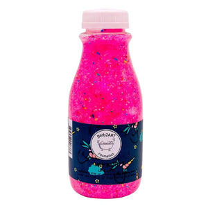 Neon Pink Milk Bottle of bath lotion oils